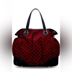 GUCCI  Full Moon Red and Black Guccissima Canvas Tote bag purse